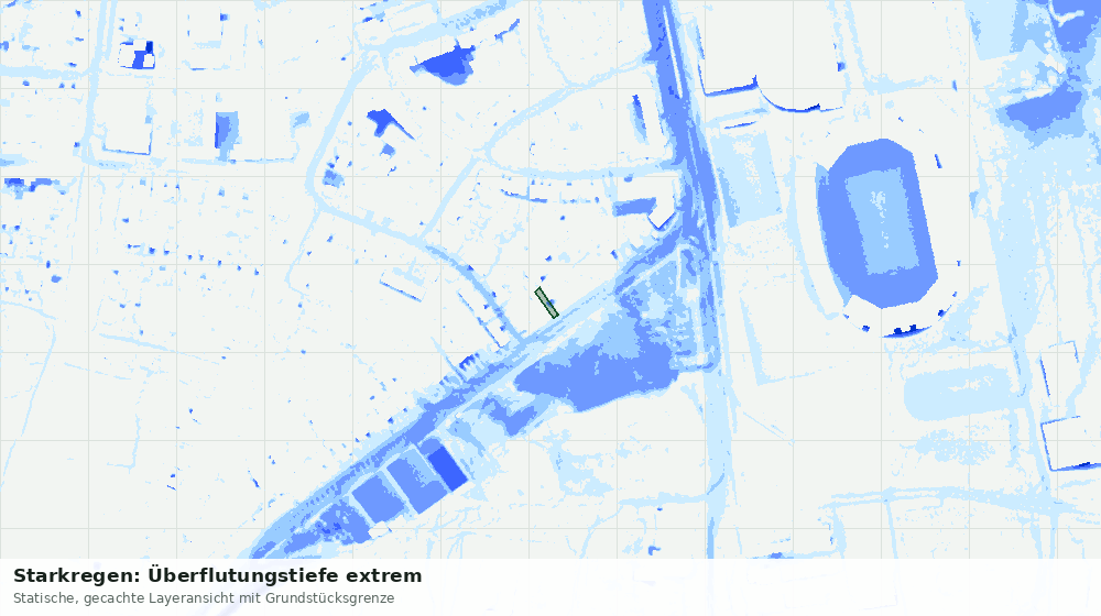 Statische Kartenansicht: Starkregen: Überflutungstiefe extrem