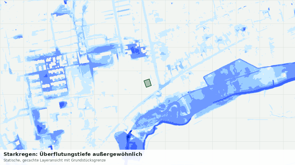 Statische Kartenansicht: Starkregen: Überflutungstiefe außergewöhnlich