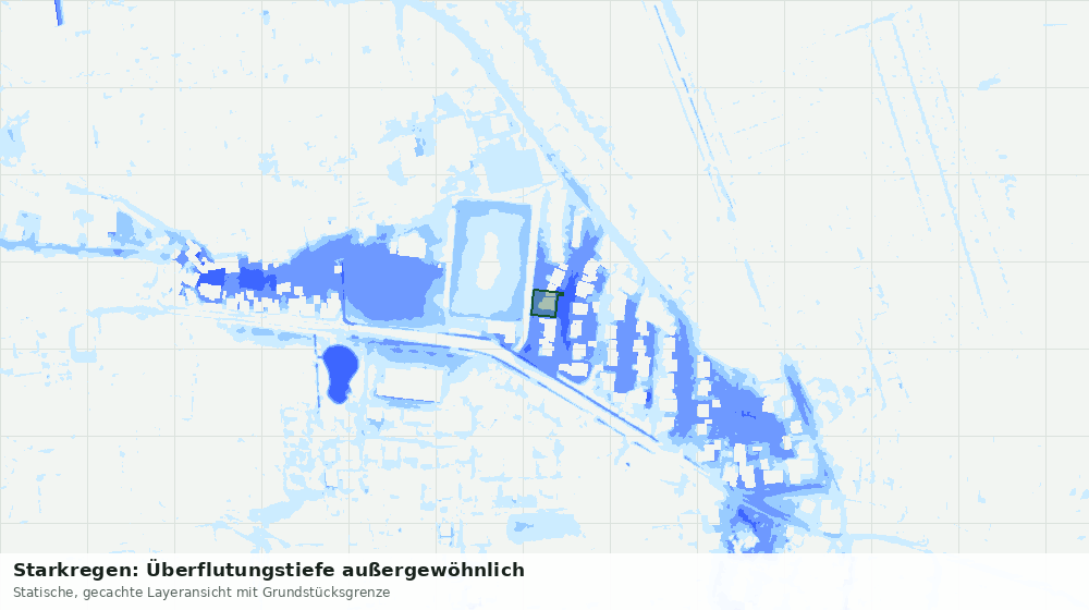 Statische Kartenansicht: Starkregen: Überflutungstiefe außergewöhnlich