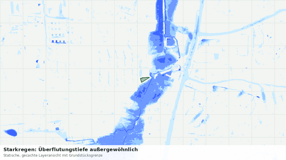 Statische Kartenansicht: Starkregen: Überflutungstiefe außergewöhnlich