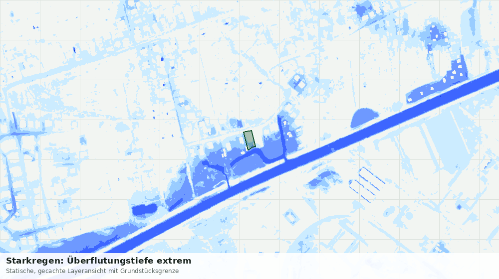 Statische Kartenansicht: Starkregen: Überflutungstiefe extrem