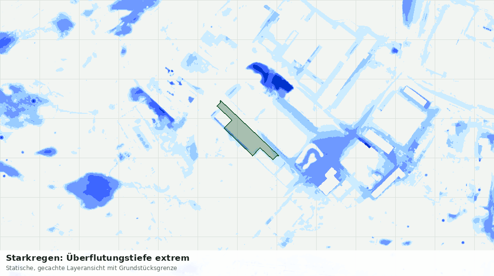 Statische Kartenansicht: Starkregen: Überflutungstiefe extrem