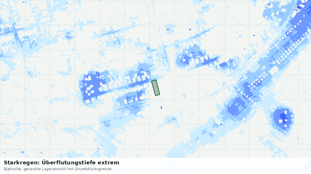 Statische Kartenansicht: Starkregen: Überflutungstiefe extrem