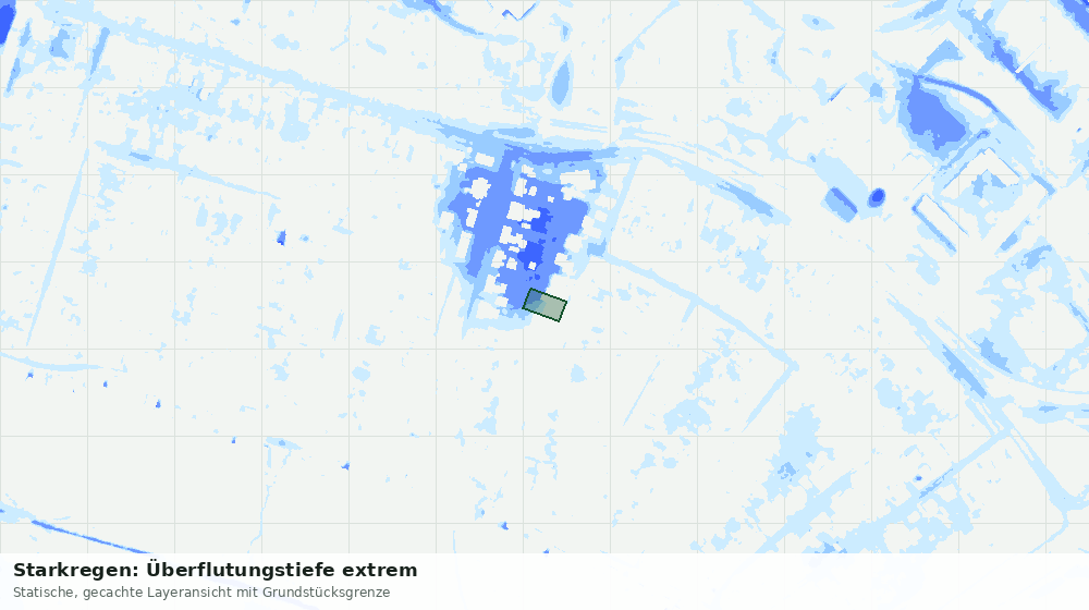 Statische Kartenansicht: Starkregen: Überflutungstiefe extrem