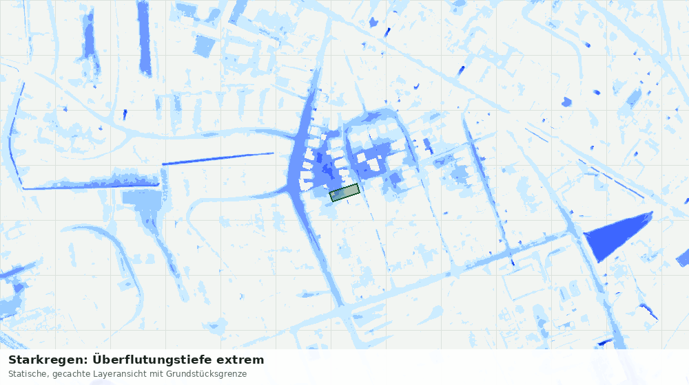 Statische Kartenansicht: Starkregen: Überflutungstiefe extrem