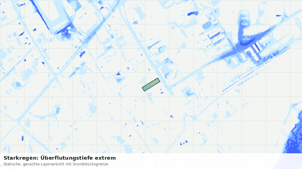 Statische Kartenansicht: Starkregen: Überflutungstiefe extrem