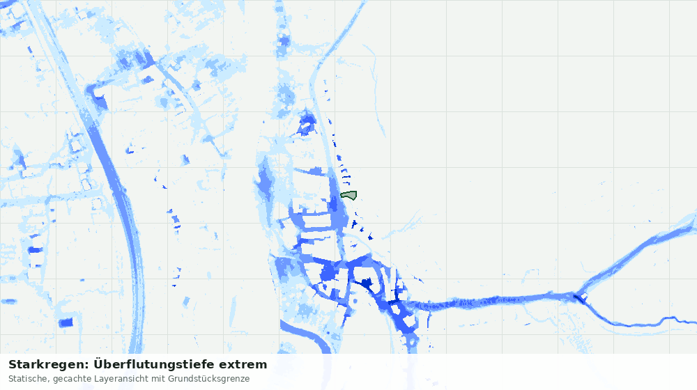 Statische Kartenansicht: Starkregen: Überflutungstiefe extrem