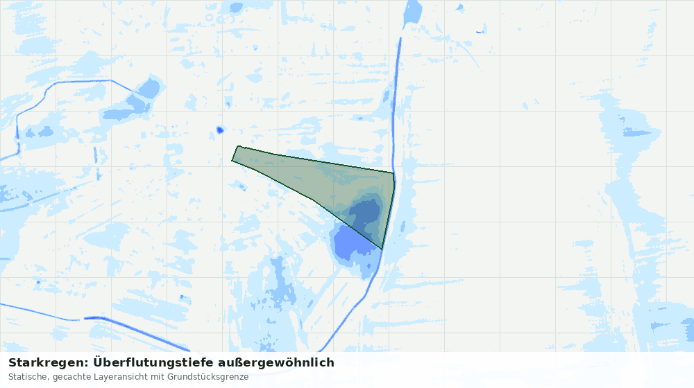Statische Kartenansicht: Starkregen: Überflutungstiefe außergewöhnlich