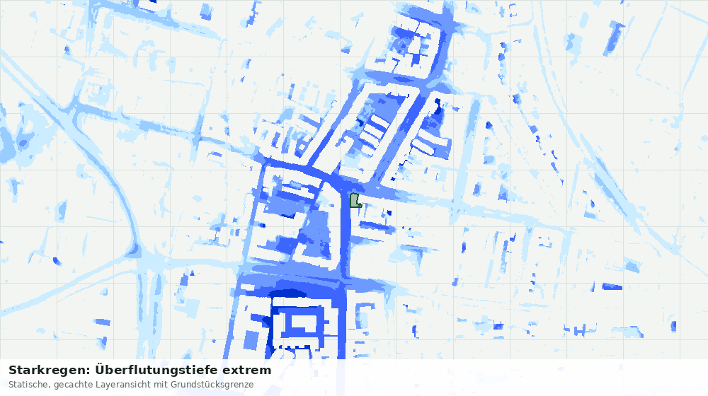 Statische Kartenansicht: Starkregen: Überflutungstiefe extrem