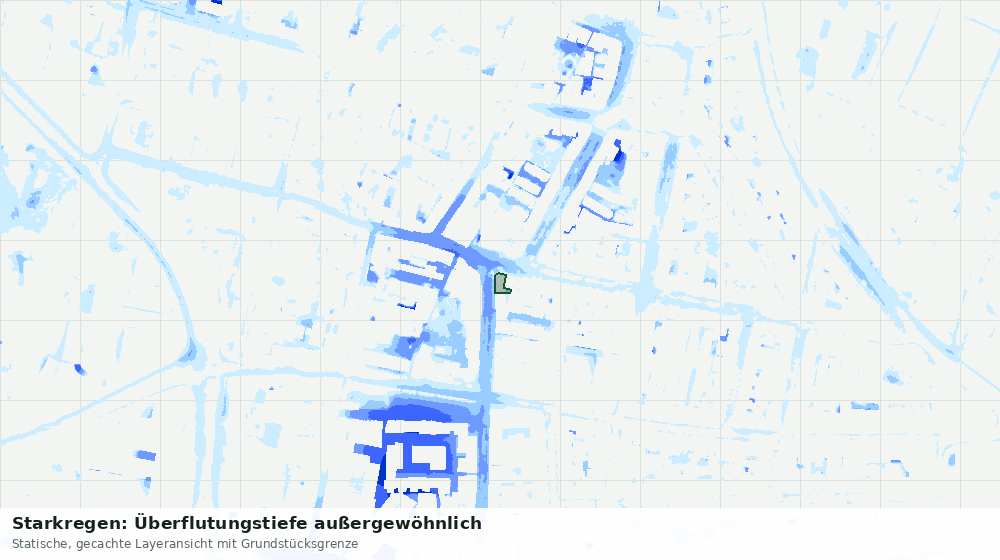 Statische Kartenansicht: Starkregen: Überflutungstiefe außergewöhnlich
