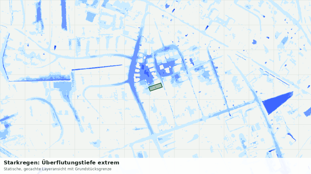 Statische Kartenansicht: Starkregen: Überflutungstiefe extrem