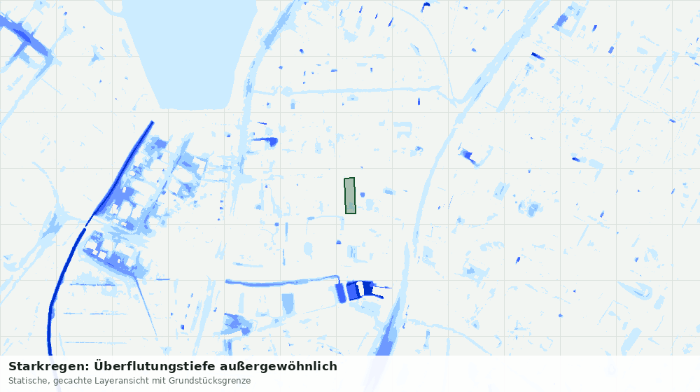 Statische Kartenansicht: Starkregen: Überflutungstiefe außergewöhnlich