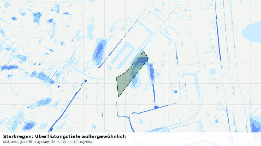 Statische Kartenansicht: Starkregen: Überflutungstiefe außergewöhnlich