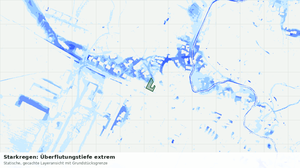 Statische Kartenansicht: Starkregen: Überflutungstiefe extrem