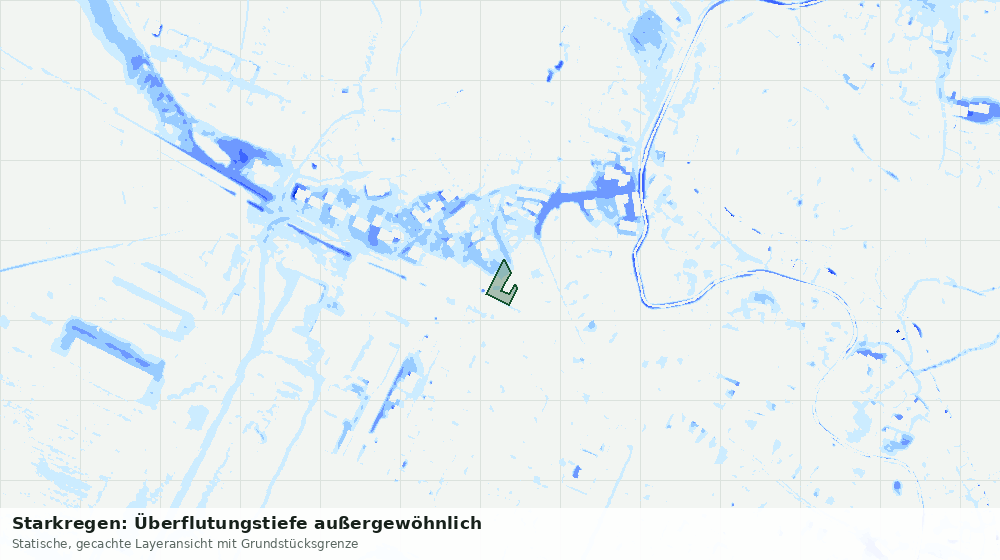 Statische Kartenansicht: Starkregen: Überflutungstiefe außergewöhnlich