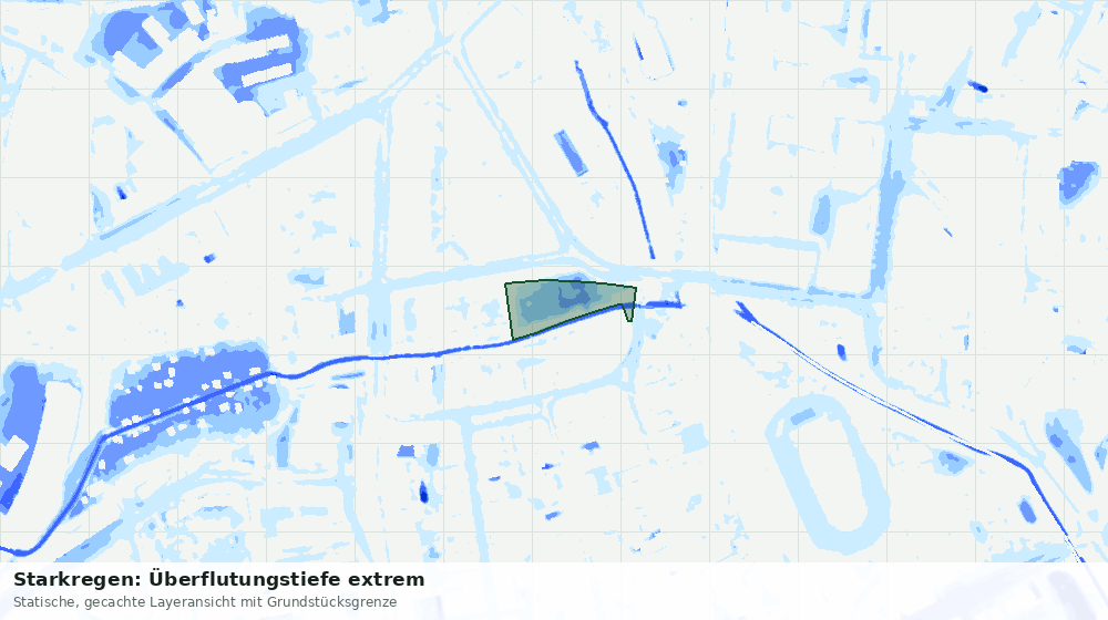 Statische Kartenansicht: Starkregen: Überflutungstiefe extrem