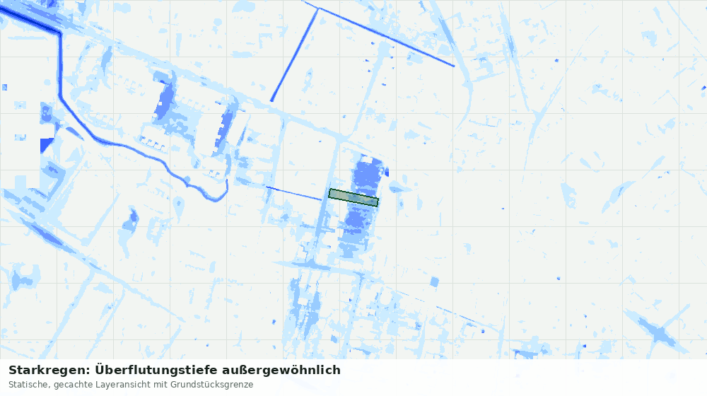 Statische Kartenansicht: Starkregen: Überflutungstiefe außergewöhnlich