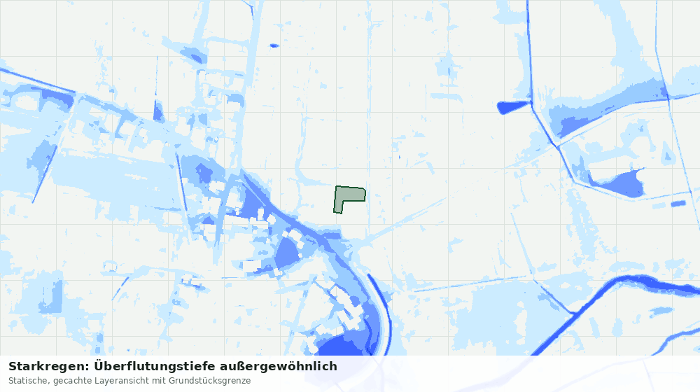 Statische Kartenansicht: Starkregen: Überflutungstiefe außergewöhnlich