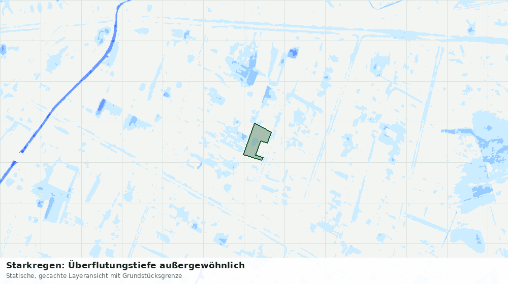 Statische Kartenansicht: Starkregen: Überflutungstiefe außergewöhnlich