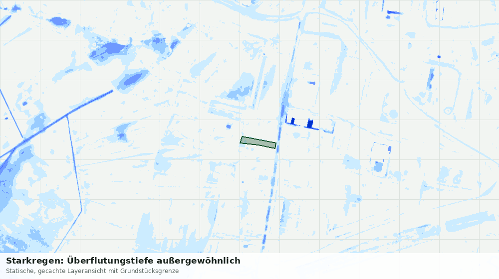 Statische Kartenansicht: Starkregen: Überflutungstiefe außergewöhnlich