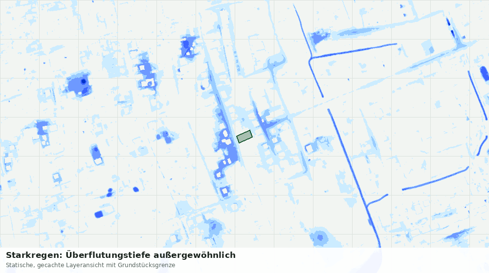 Statische Kartenansicht: Starkregen: Überflutungstiefe außergewöhnlich