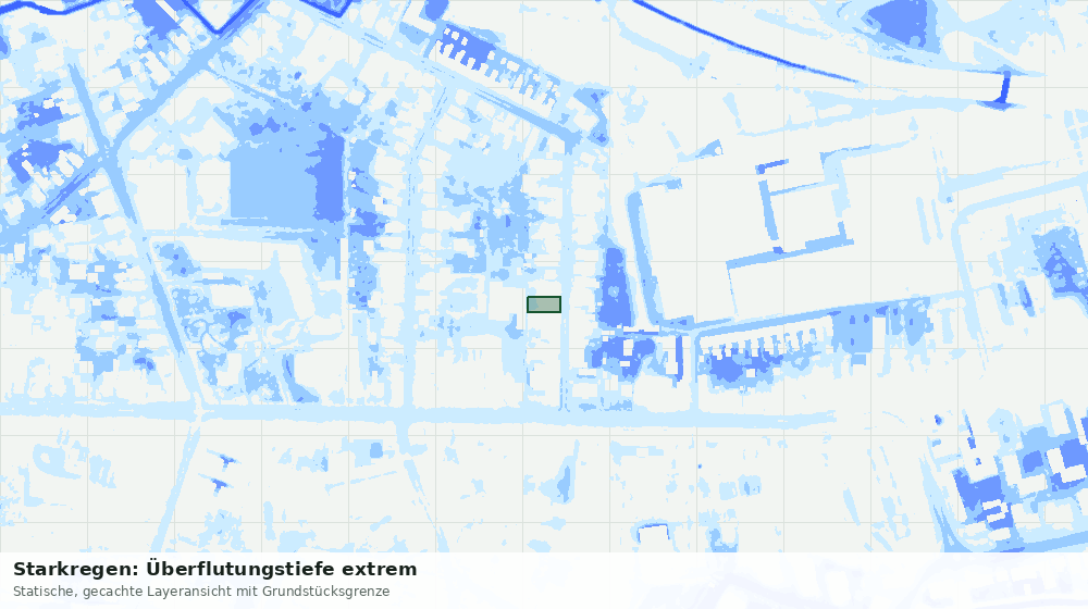 Statische Kartenansicht: Starkregen: Überflutungstiefe extrem