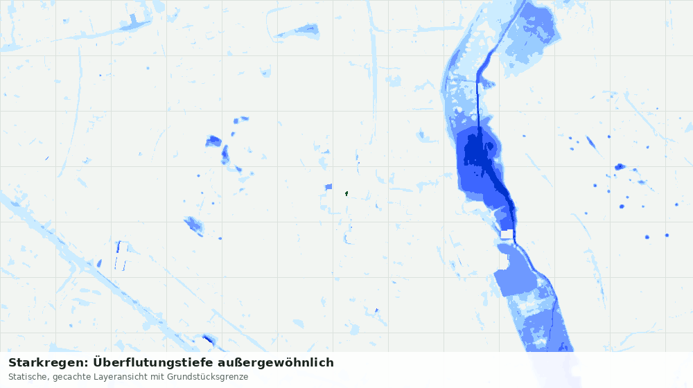 Statische Kartenansicht: Starkregen: Überflutungstiefe außergewöhnlich