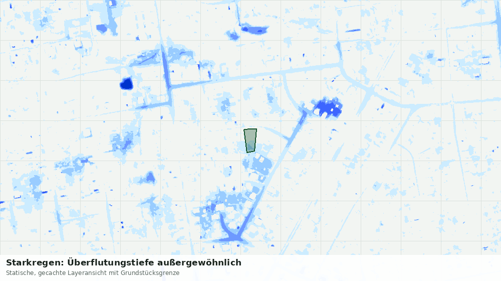 Statische Kartenansicht: Starkregen: Überflutungstiefe außergewöhnlich