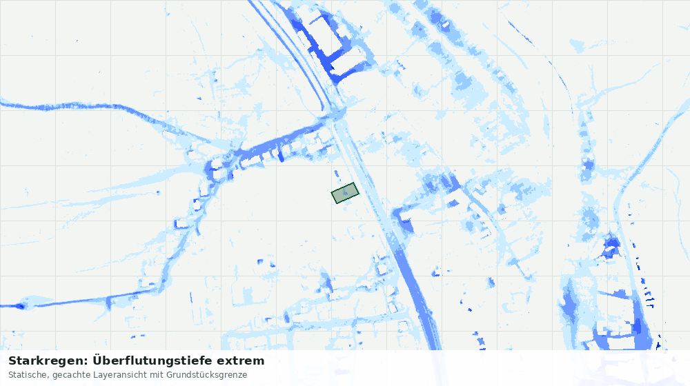 Statische Kartenansicht: Starkregen: Überflutungstiefe extrem