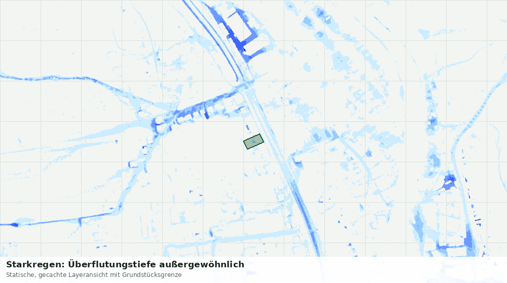 Statische Kartenansicht: Starkregen: Überflutungstiefe außergewöhnlich