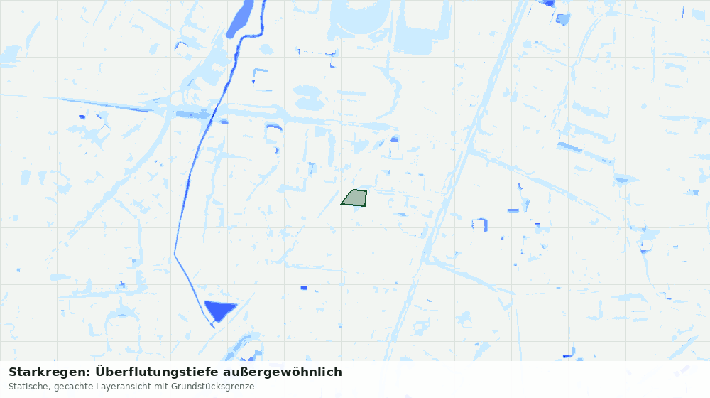 Statische Kartenansicht: Starkregen: Überflutungstiefe außergewöhnlich