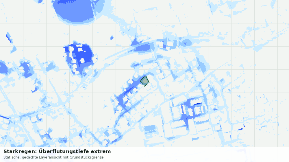 Statische Kartenansicht: Starkregen: Überflutungstiefe extrem