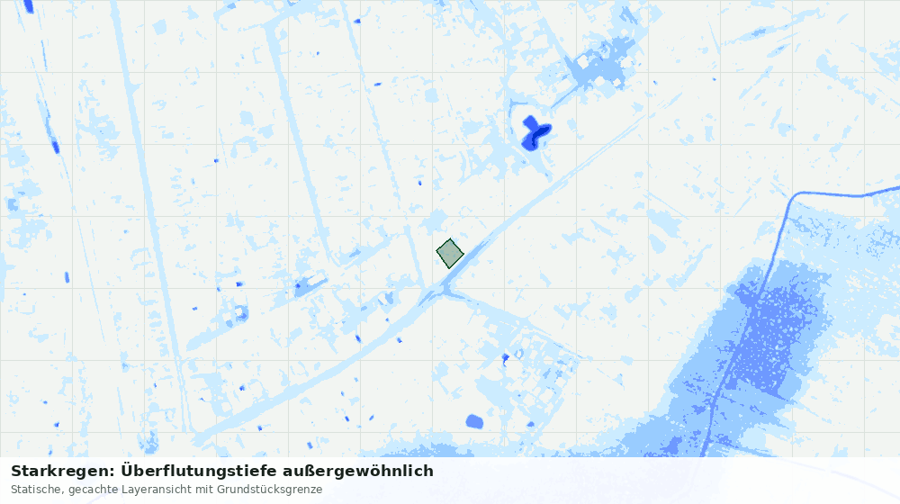 Statische Kartenansicht: Starkregen: Überflutungstiefe außergewöhnlich