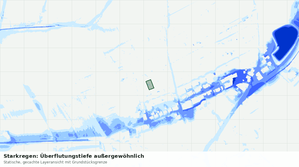 Statische Kartenansicht: Starkregen: Überflutungstiefe außergewöhnlich