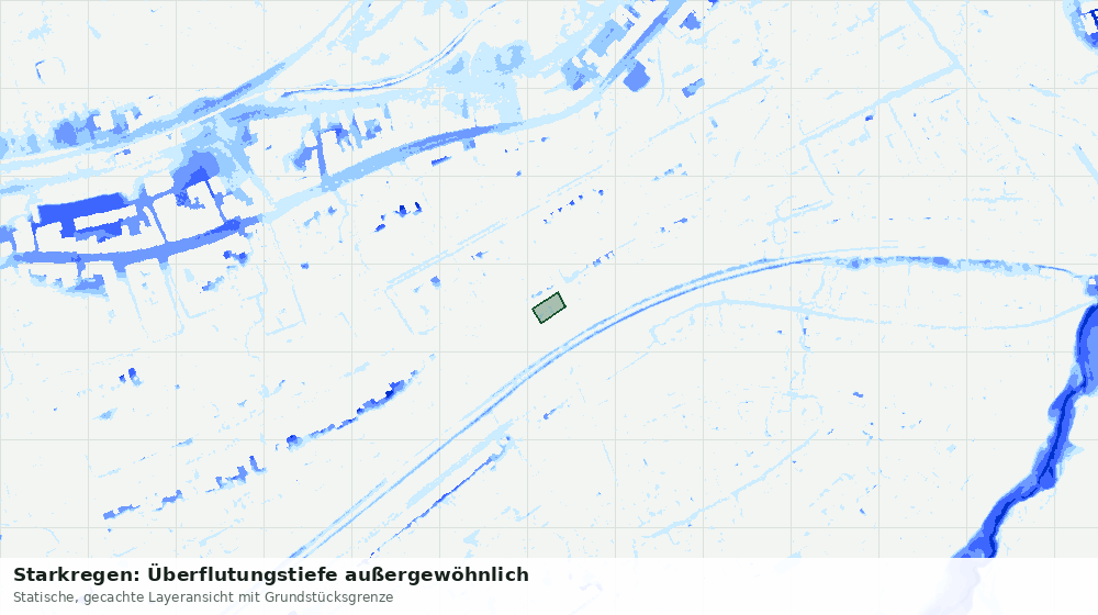 Statische Kartenansicht: Starkregen: Überflutungstiefe außergewöhnlich
