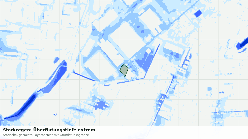 Statische Kartenansicht: Starkregen: Überflutungstiefe extrem