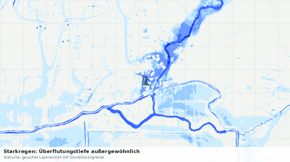 Statische Kartenansicht: Starkregen: Überflutungstiefe außergewöhnlich