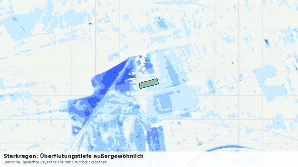 Statische Kartenansicht: Starkregen: Überflutungstiefe außergewöhnlich