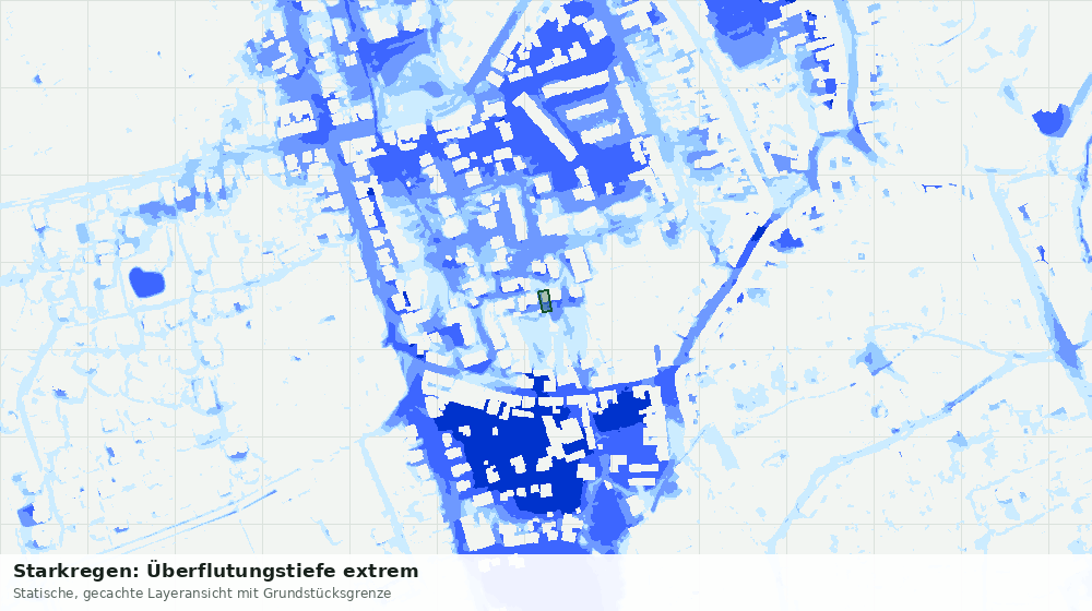 Statische Kartenansicht: Starkregen: Überflutungstiefe extrem