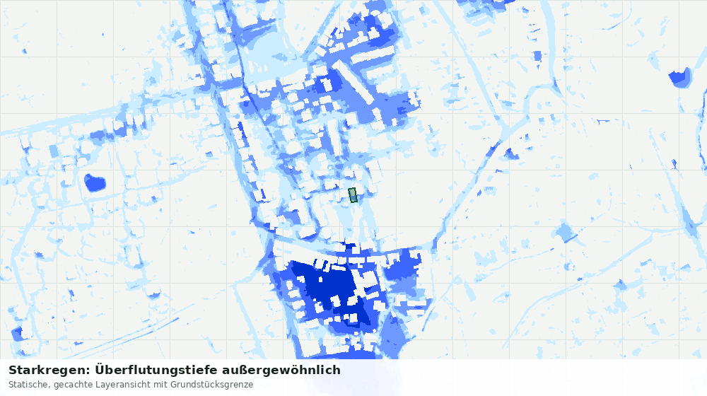 Statische Kartenansicht: Starkregen: Überflutungstiefe außergewöhnlich