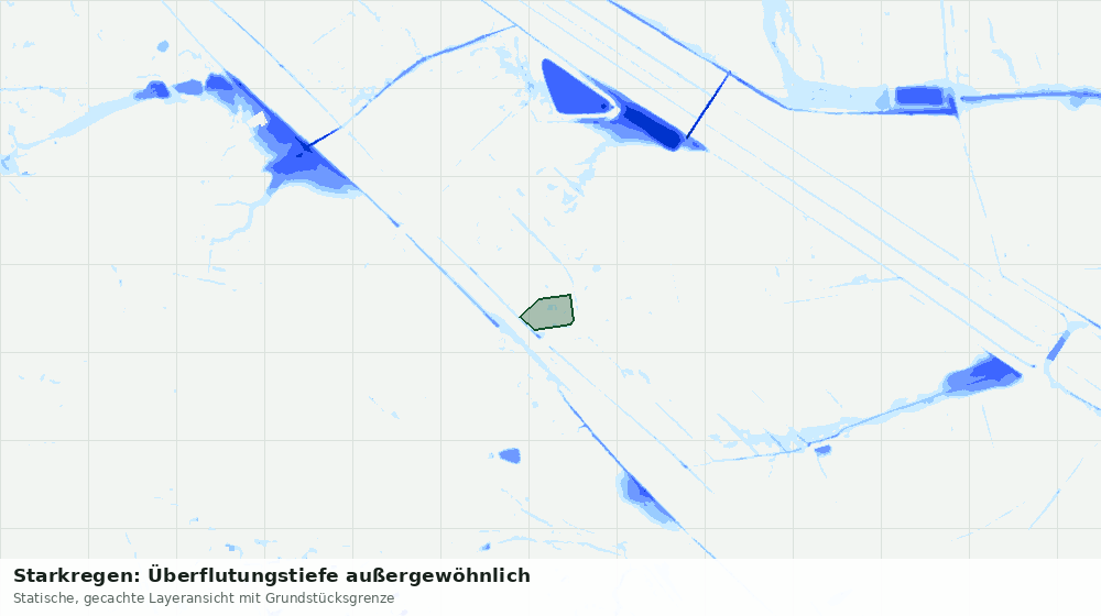 Statische Kartenansicht: Starkregen: Überflutungstiefe außergewöhnlich