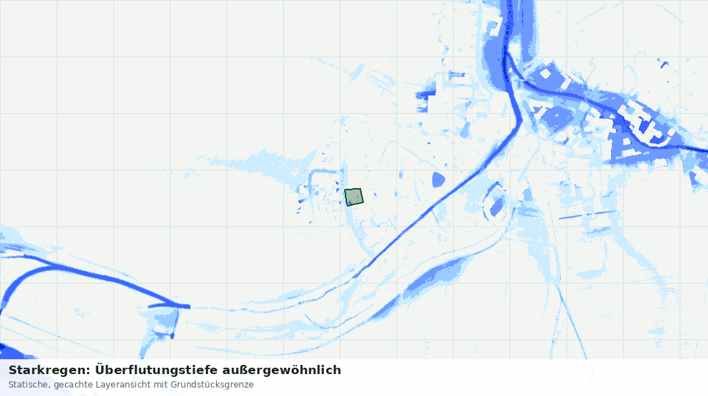 Statische Kartenansicht: Starkregen: Überflutungstiefe außergewöhnlich