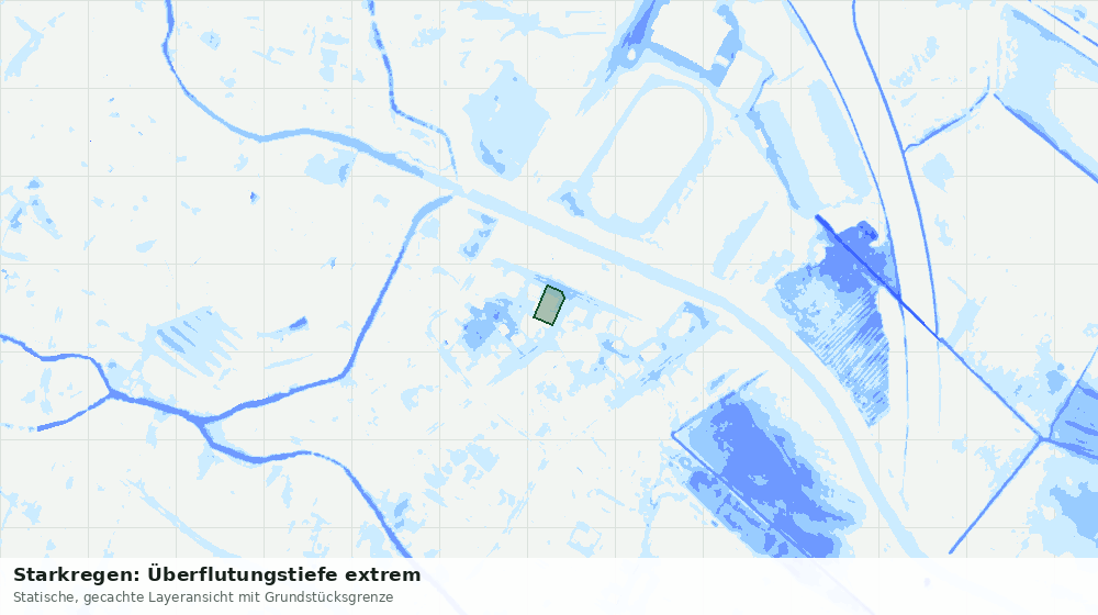 Statische Kartenansicht: Starkregen: Überflutungstiefe extrem