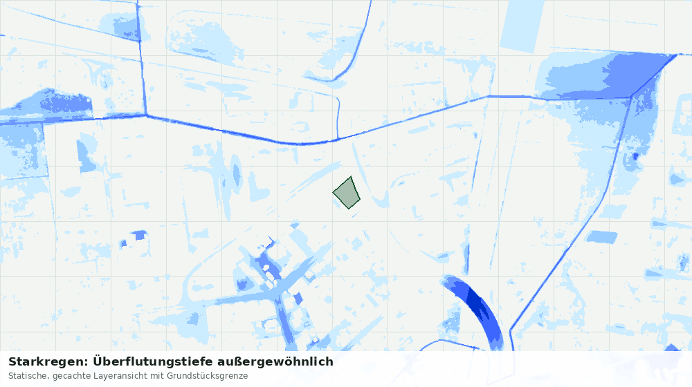 Statische Kartenansicht: Starkregen: Überflutungstiefe außergewöhnlich