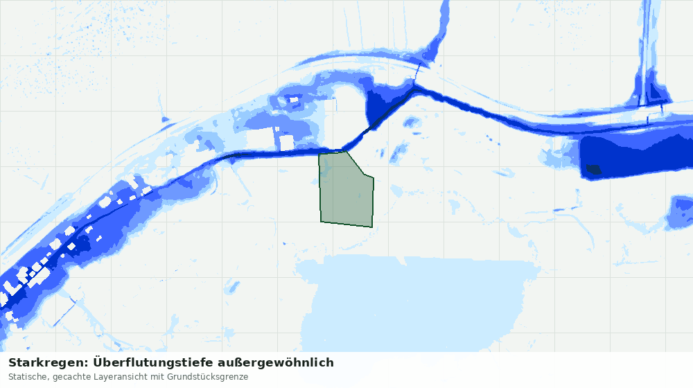 Statische Kartenansicht: Starkregen: Überflutungstiefe außergewöhnlich