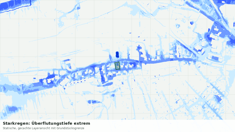 Statische Kartenansicht: Starkregen: Überflutungstiefe extrem