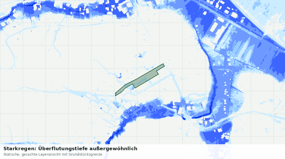 Statische Kartenansicht: Starkregen: Überflutungstiefe außergewöhnlich