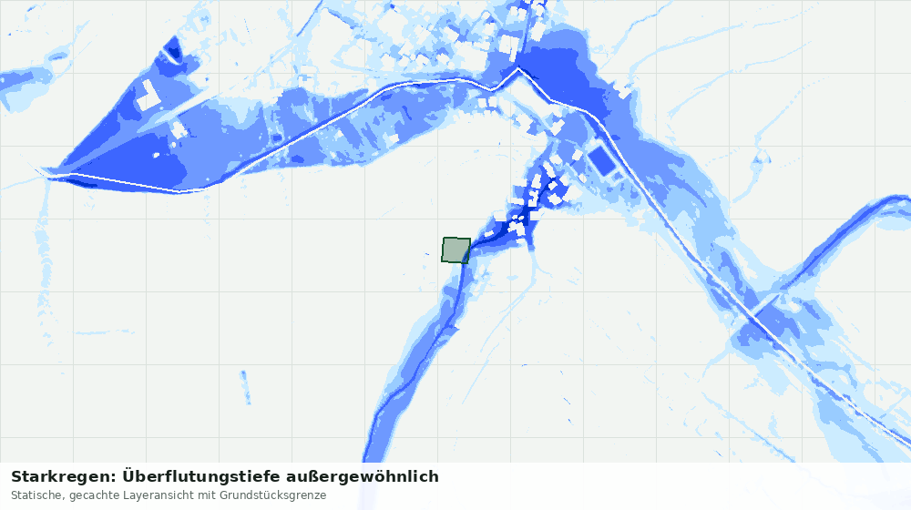 Statische Kartenansicht: Starkregen: Überflutungstiefe außergewöhnlich