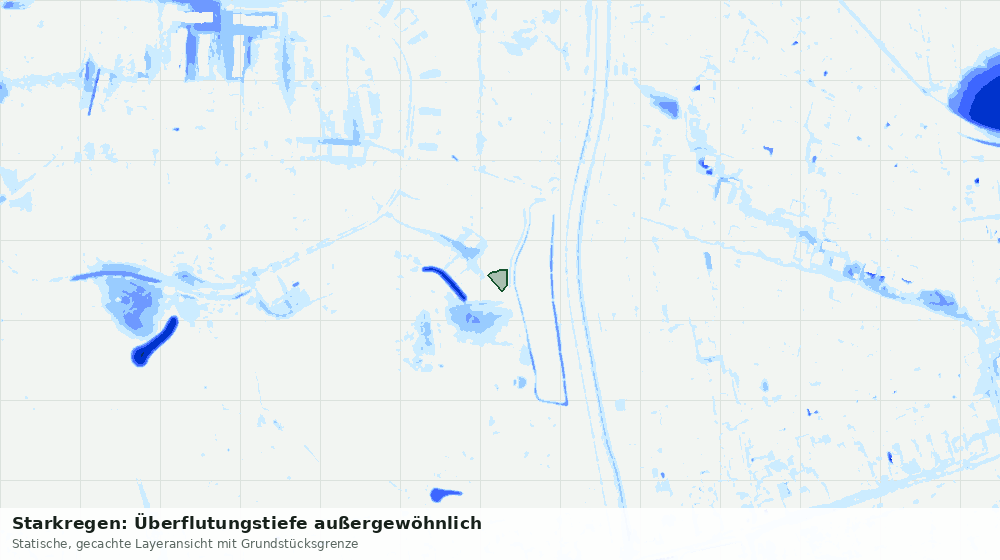 Statische Kartenansicht: Starkregen: Überflutungstiefe außergewöhnlich