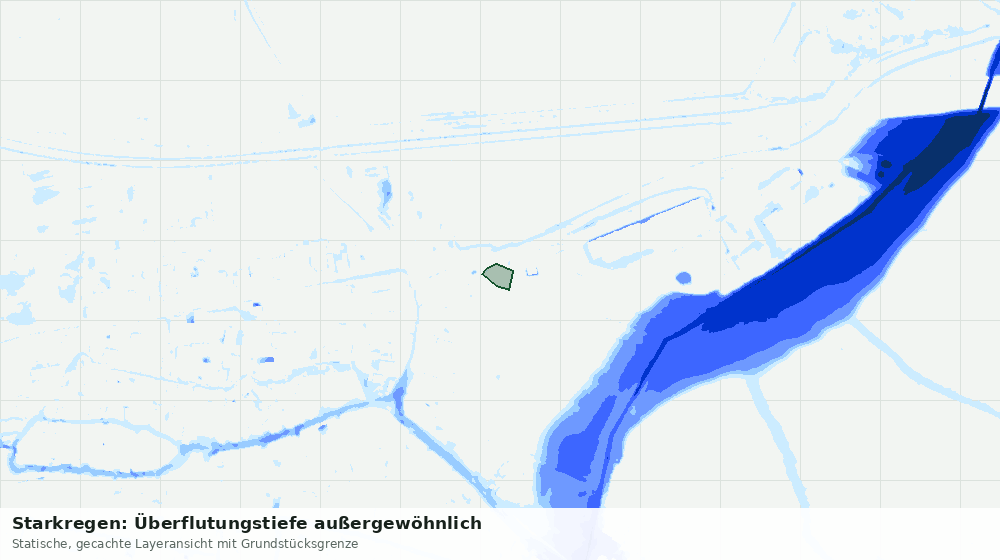Statische Kartenansicht: Starkregen: Überflutungstiefe außergewöhnlich